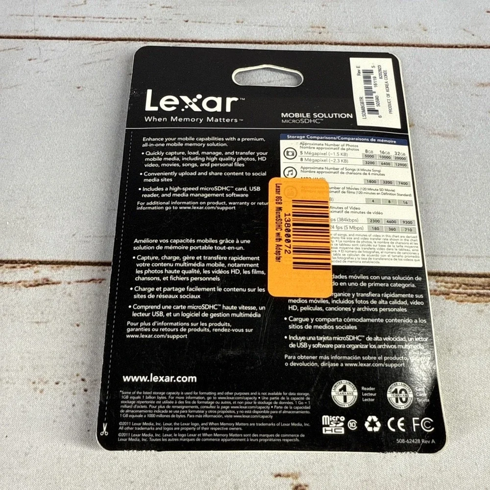Lexar 8 GB Class 6 - MicroSDHC Card New
